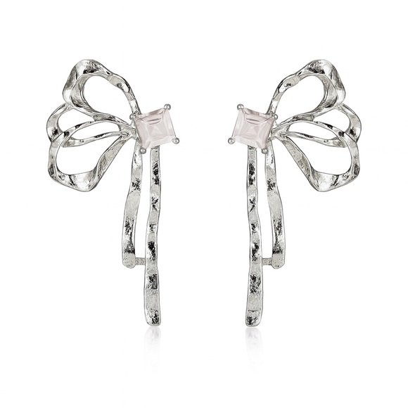 Zara Jewelry - ⚜️ Elegant Silver Earrings with Pink Accents